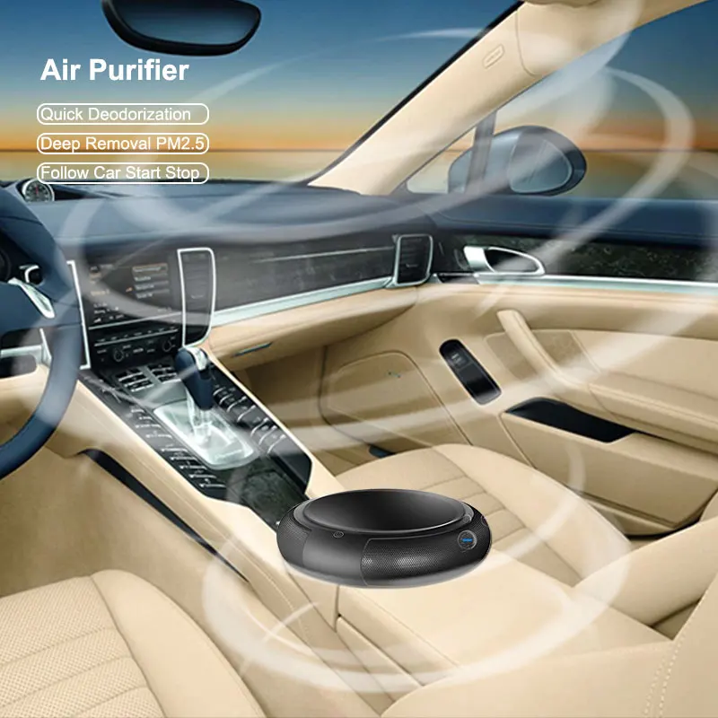 

Air Purifier HEPA Filter Negative Ion Automatic Formaldehyde PM2.5 Air Eliminator Round Car Interior Accessories