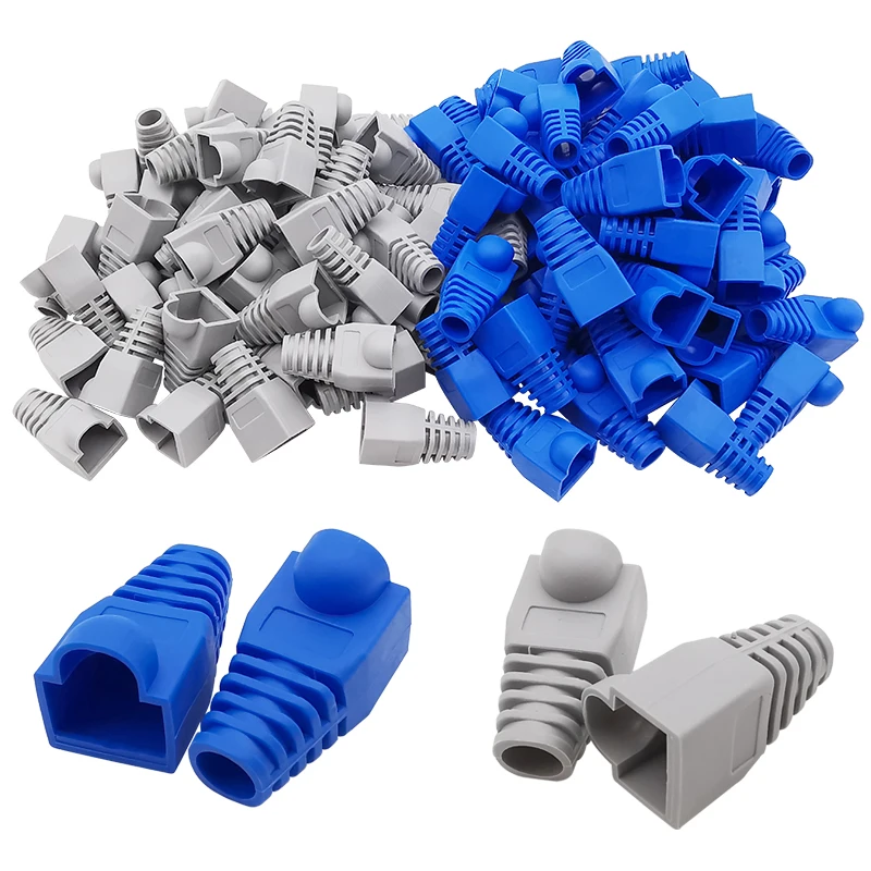

100Pc RG45 CAT5E CAT6 Connector Plug Cover RJ45 Ethernet Network Cable Crystal Head Protective Sleeve RJ45 Cat5 CAT6 Adapter Cap
