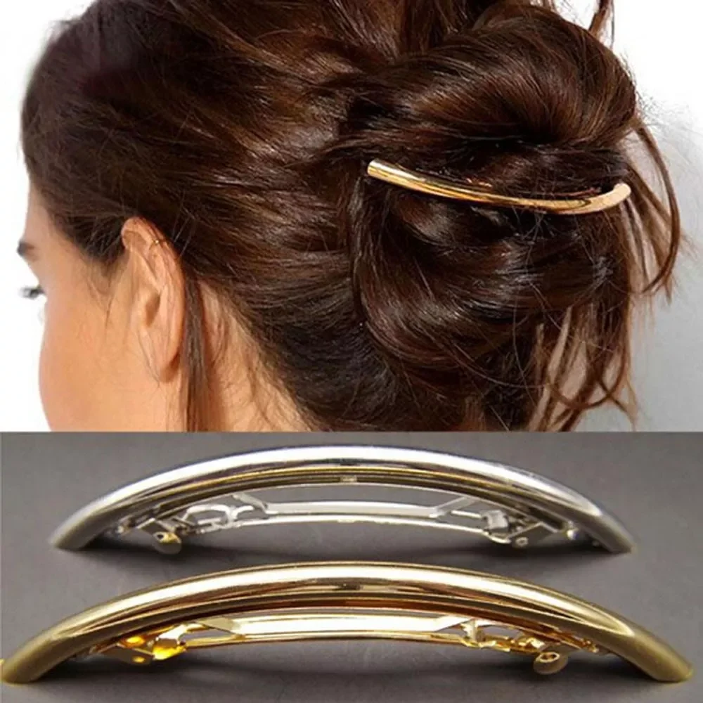 

Sale Fashion Women Girls Cool Long Women Hair Clips Metal Gold/Silver Plain Plated ARC Tube Big Hairgrip Hairpin Hair Clip trend