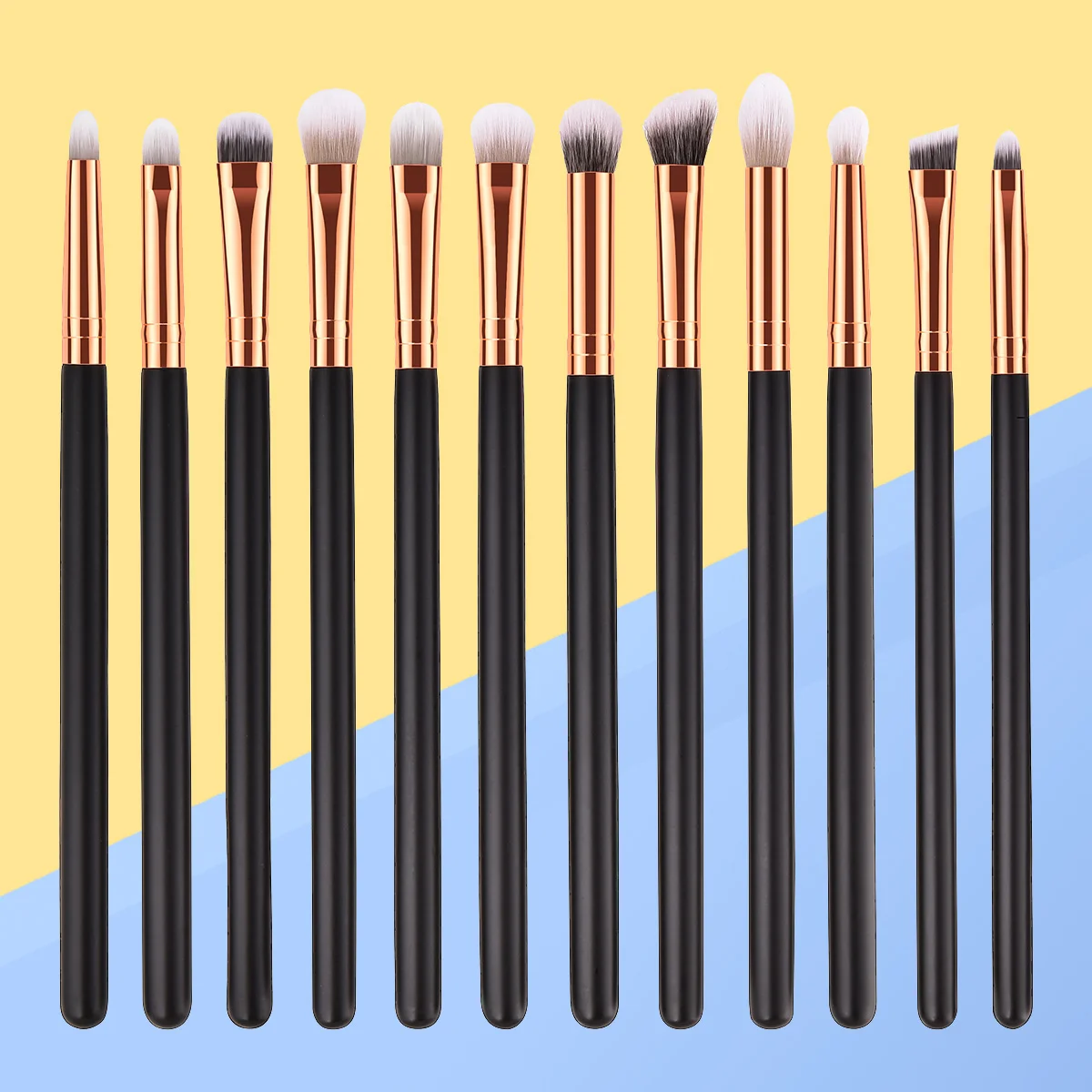 

12Pcs Eye Makeup Brush Kit Wood Handle Nylon Fiber Eye Makeup Brushes Cosmetic Tools for Girls Ladies
