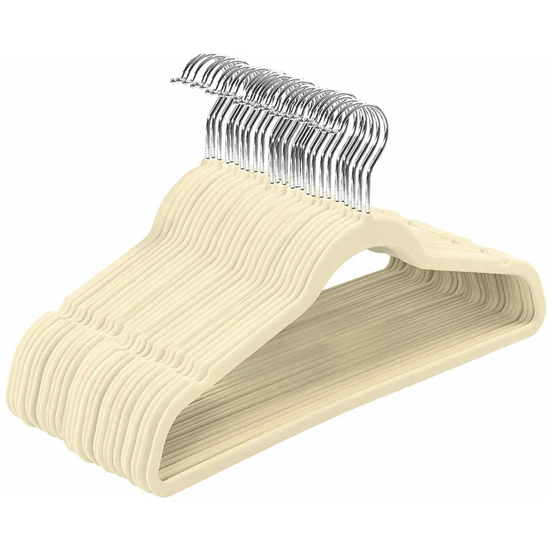

Hot Sale Beige Pack Of 50 Premium Velvet Hangers 360-Degree Rotatable Hook Non-Slip Velvet Suit Hanger