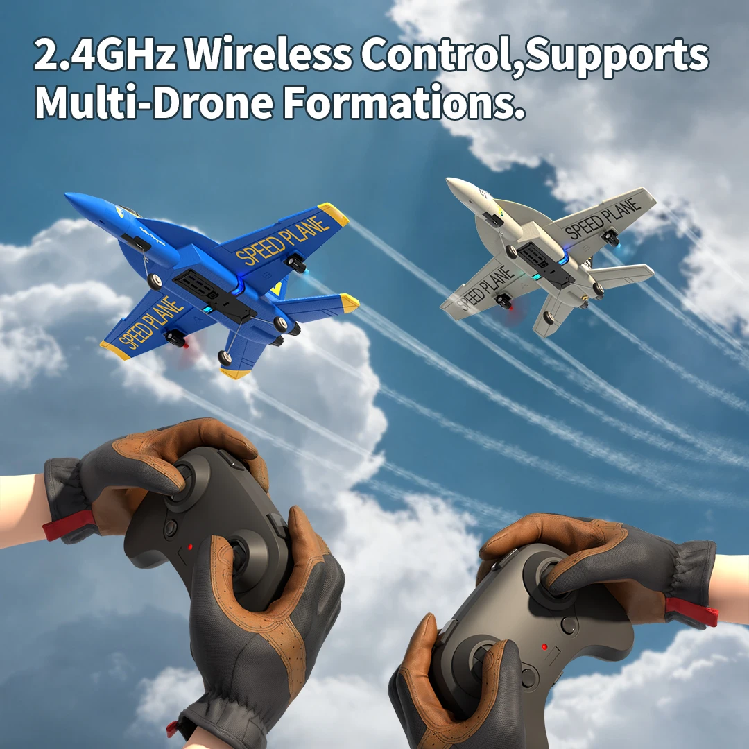 Фото Радиоуправляемый планер F18 Hornet 2.4G 2CH с 6-осевой стабилизацией, из пенопласта EPP, с подсветкой, для улицы, игрушка, подарок для детей №2