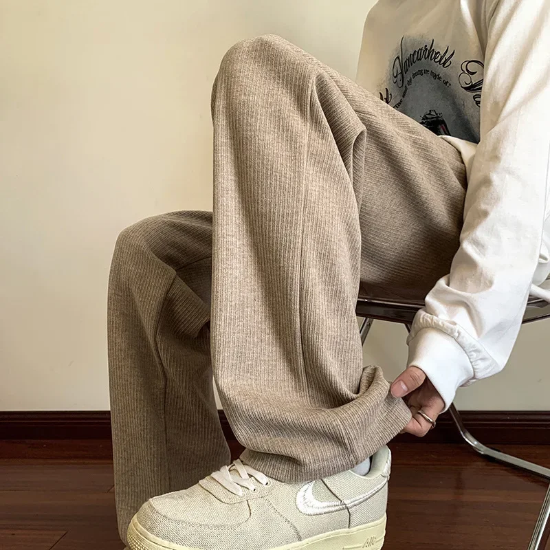 Японские винтажные прямые драпированные вязаные повседневные брюки мужские