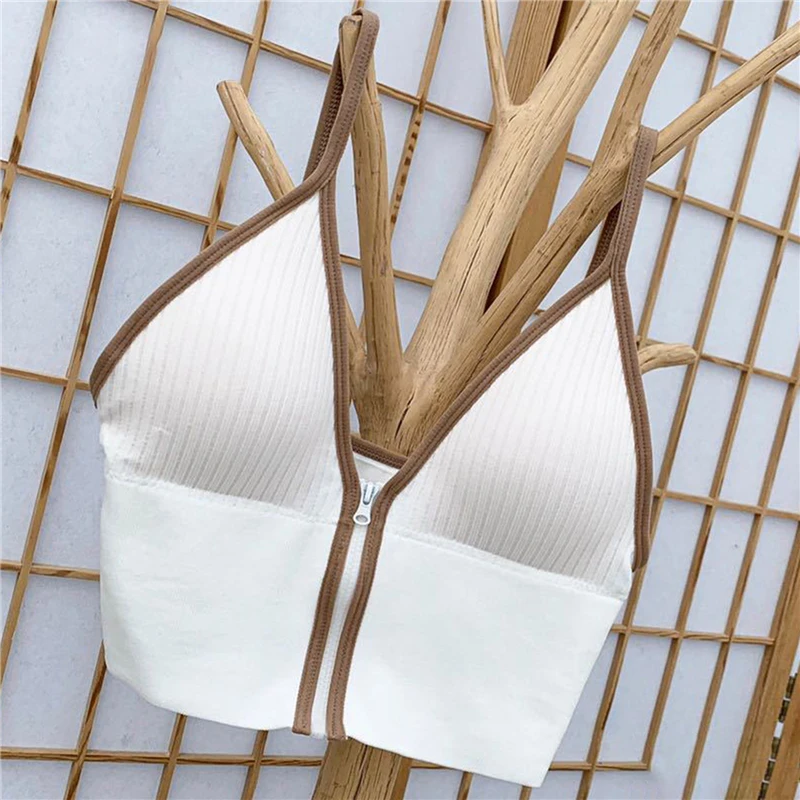 

Топ женский бесшовный на молнии спереди, пикантный корсет с чашками пуш-ап, хлопковое нижнее белье, Спортивная майка