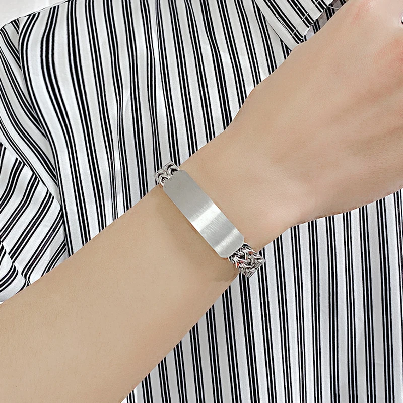 

Free Shipping Personality Simple Stainless Steel Cuban Bracelet Retro Men's Hook Bracelet Jewellery Male Hip Hop Jewelry Gifts