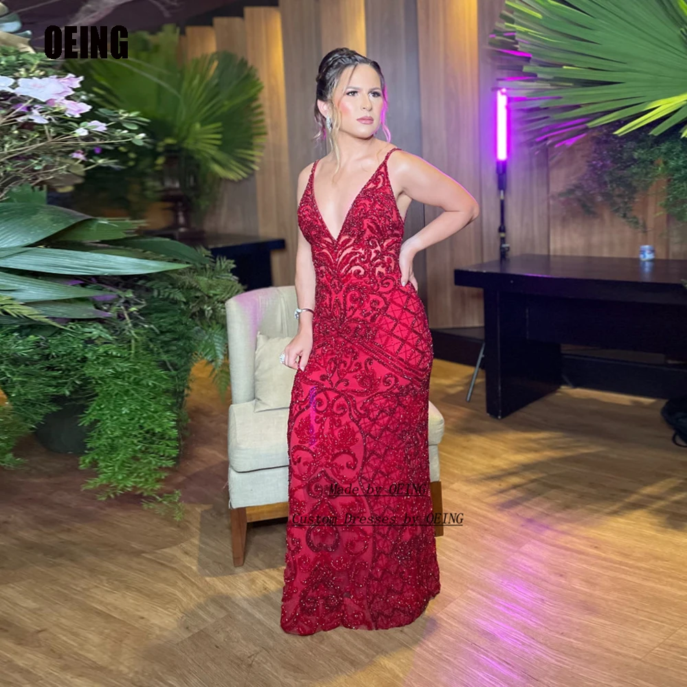 

OEING Sparkly V Neck Sequins Formal Prom Dresses Sleeveless Shiny Long A Line Floor Length 2023 Evening Party Gowns Dress