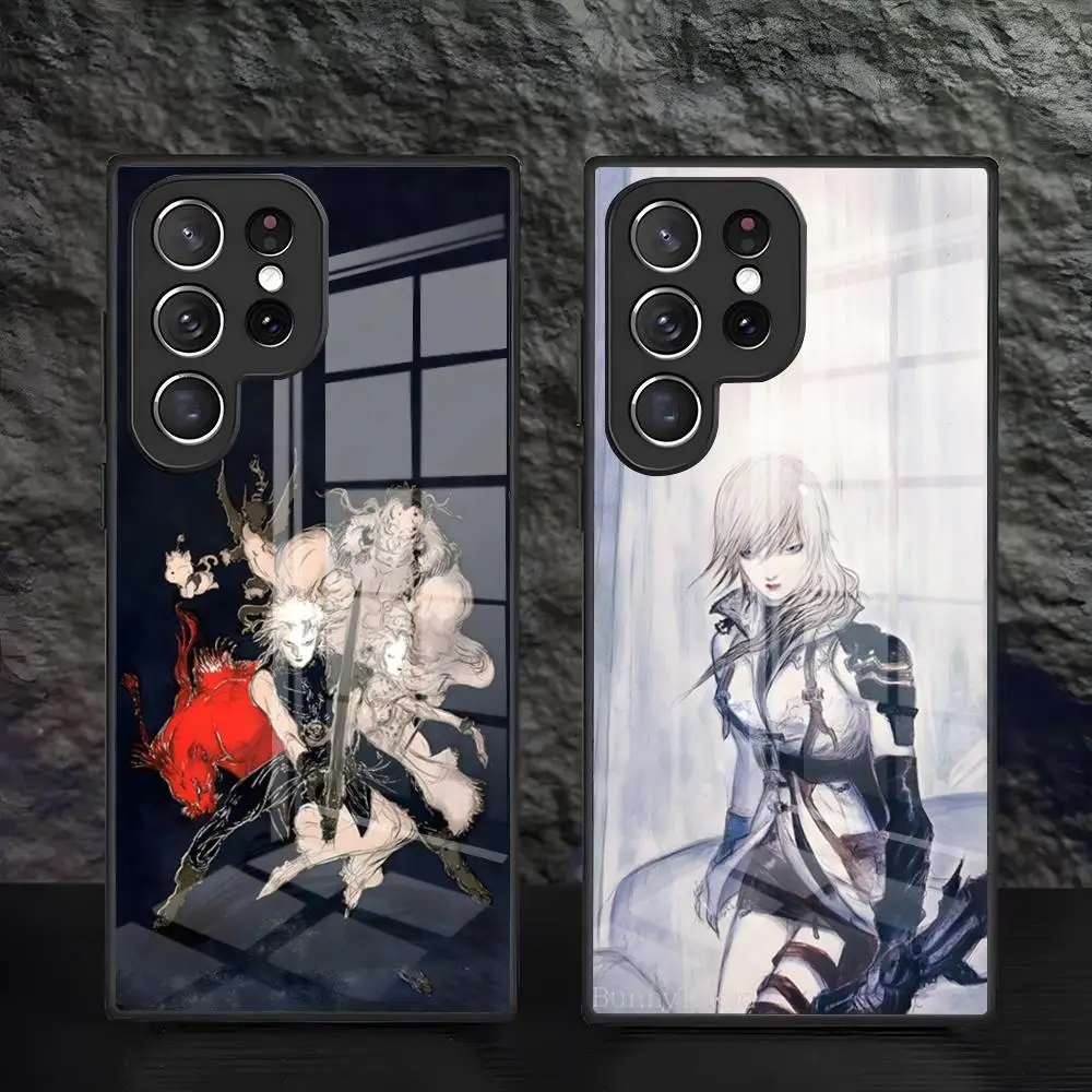 Фото Чехол для телефона Yoshitaka Amano для Samsung S26 S25 S24 FE S23 S22 S21 Plus S20 Ultra Note20Ultra, черный стеклянный чехол №1