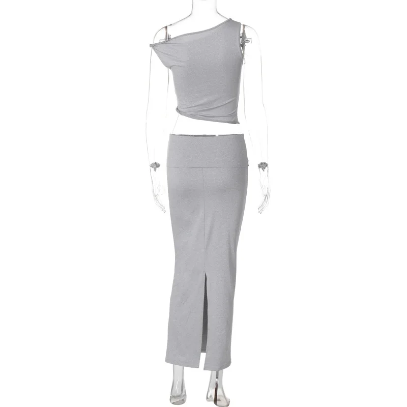 Женский Комплект Из Двух Предметов Платье Макси С Открытой Спиной Без Рукавов И