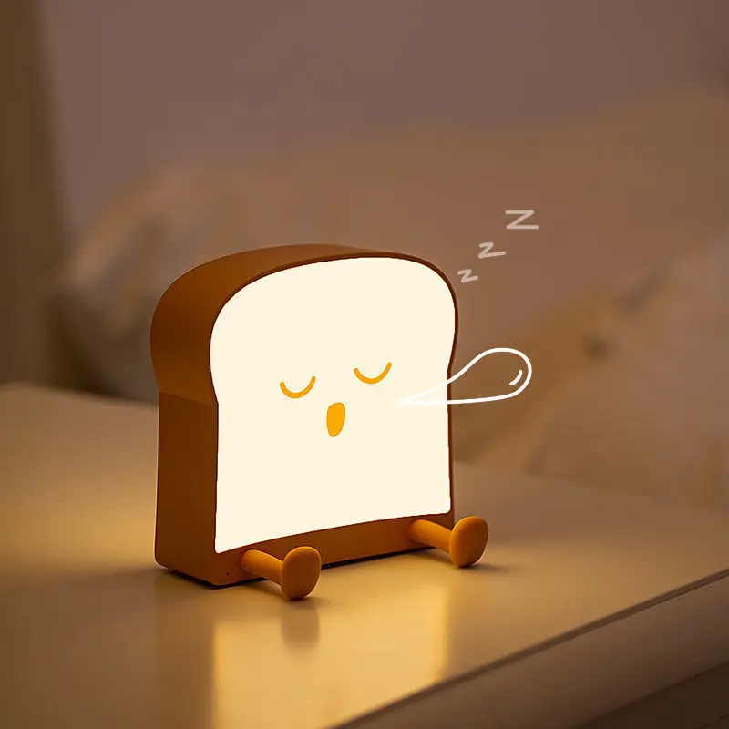

Toast Cute Night Light Silicone Soft Touch Sensor LED Night Lamp USB Rechargeable for Baby Children Kid Bedroom Decorative gifts