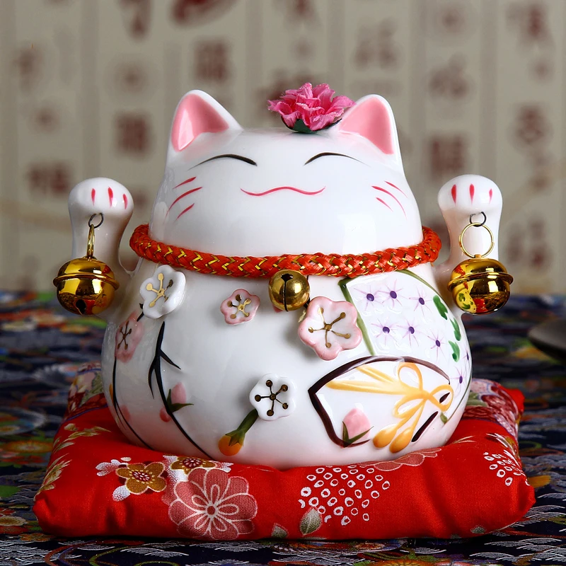 

4,5 дюймов, Японский керамический счастливый кот, Манеки, Neko, украшение для дома, копилка фэн-шуй