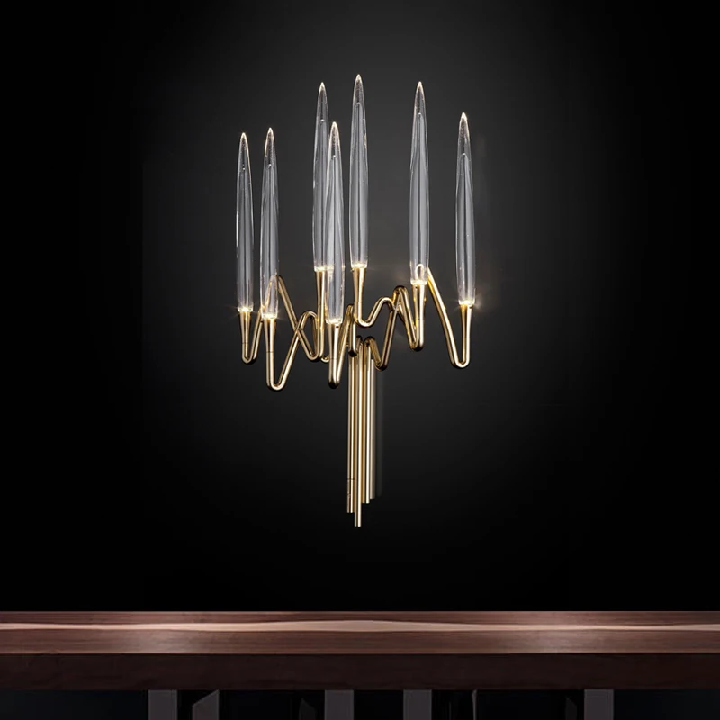

Modern Luxury Lustre Gold Wall Lamp 7 Light Bedroom Led Wall Scones Acrylic Shades Wall Lighting Led Indoor Lamp Luminarias