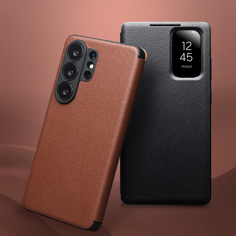 Новые чехлы Qialino из натуральной кожи для Samsung Galaxy S26 S23 S24 Ultra Plus, легкий чехол для телефона с функцией Smart View для S25 Ultra (art.: 3920dbec8b059) - 3920dbec8b059