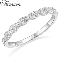 trumium 100 925 sterling silver engagement rings for women cubic zirconia twisted rope eternity wedding band ring anillos mujer