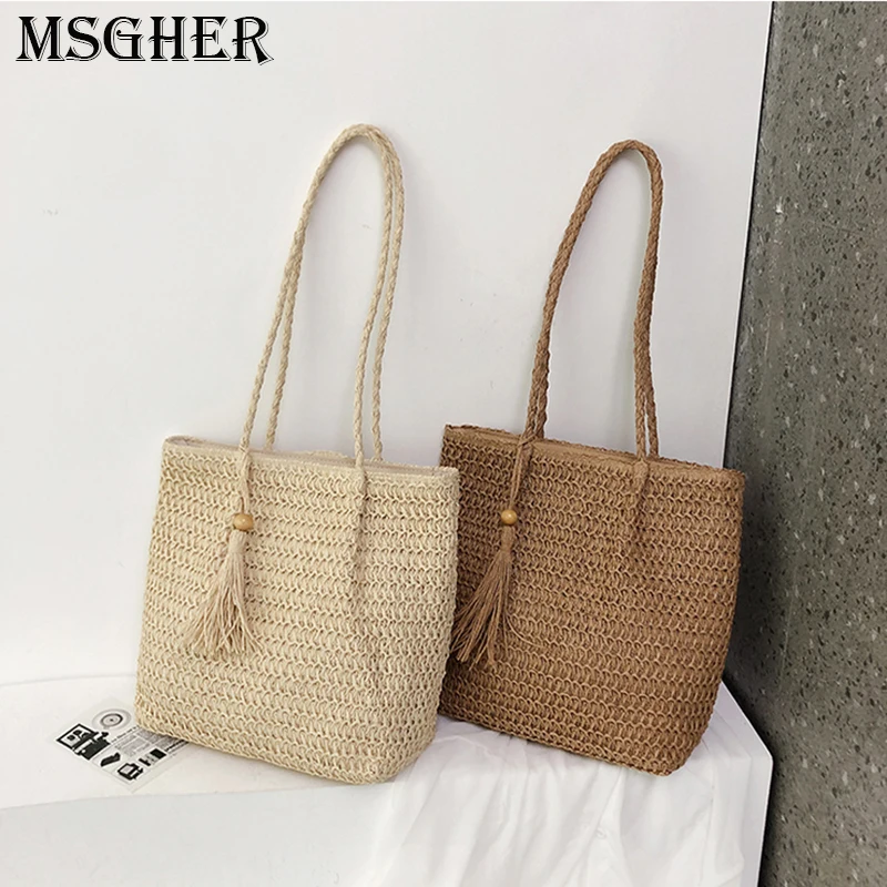

Летние большие соломенные сумки для женщин, пляжные сумки ручной работы 2023, тканые сумки, дорожная сумка, повседневные стильные боковые сумки на плечо