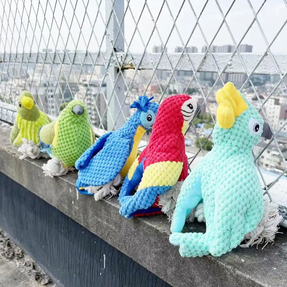 

Прямая поставка! Игрушка-пищалка для собак, мультяшный попугай, игрушка для чистки зубов, милая плюшевая игрушка для животных, игрушка для ж...