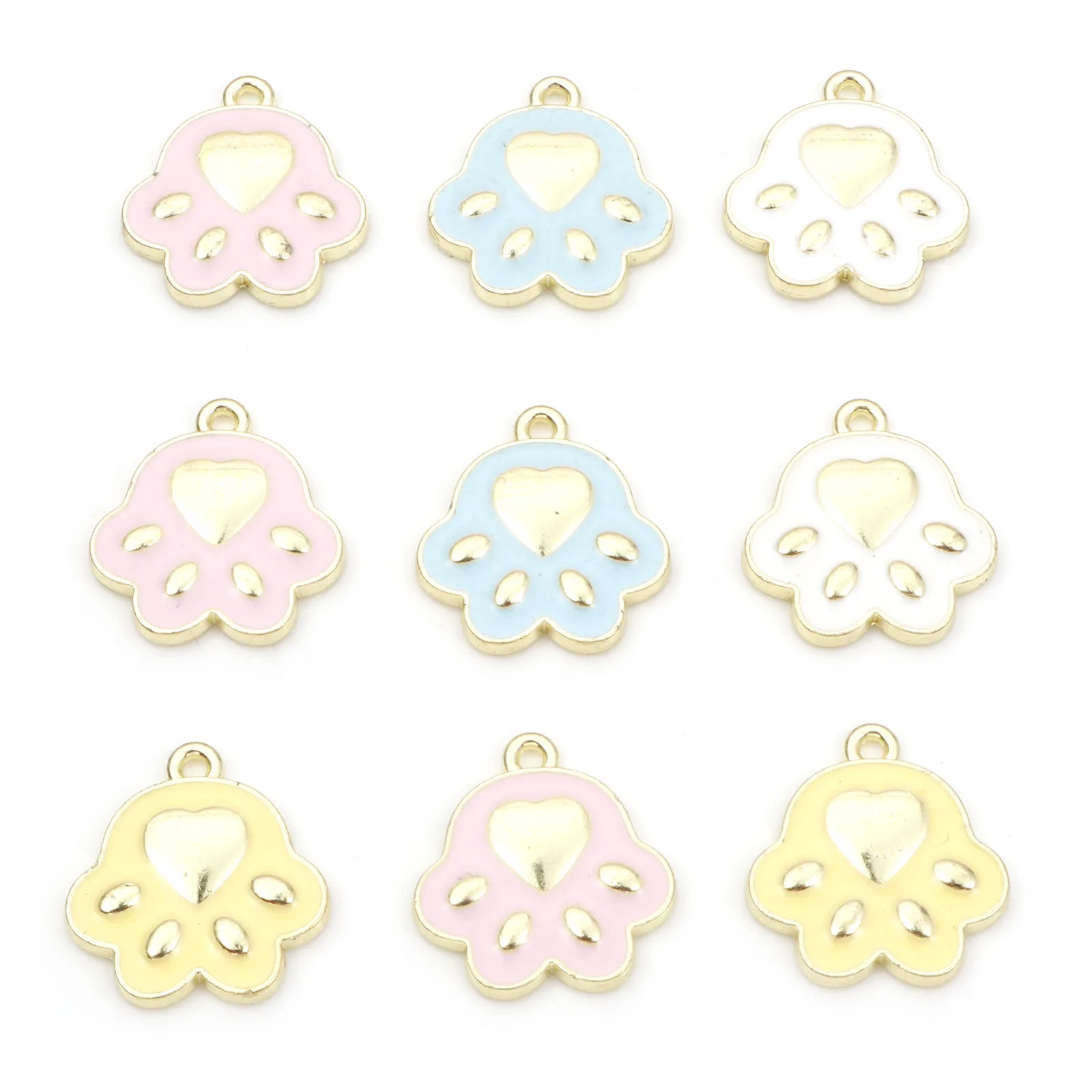 

10 шт., эмалированные подвески в виде кошачьих лап, 17 х16 мм