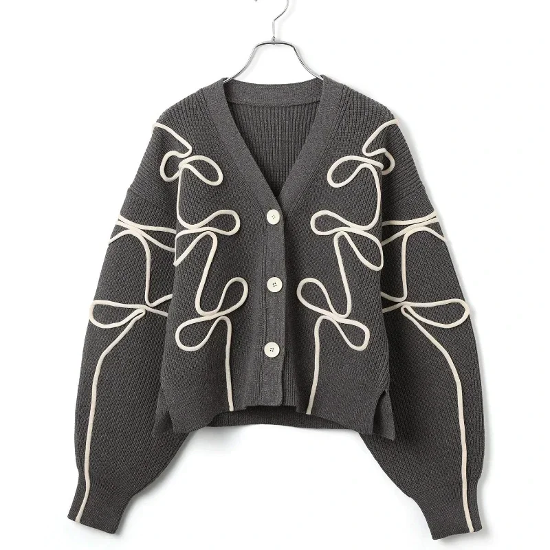 Panhua Knitted Cardigan Sweater Jacket Women's Autumn Korean Fashion V-neck Long Sleeve Casual Loose Knitwear Tops Female Jumper