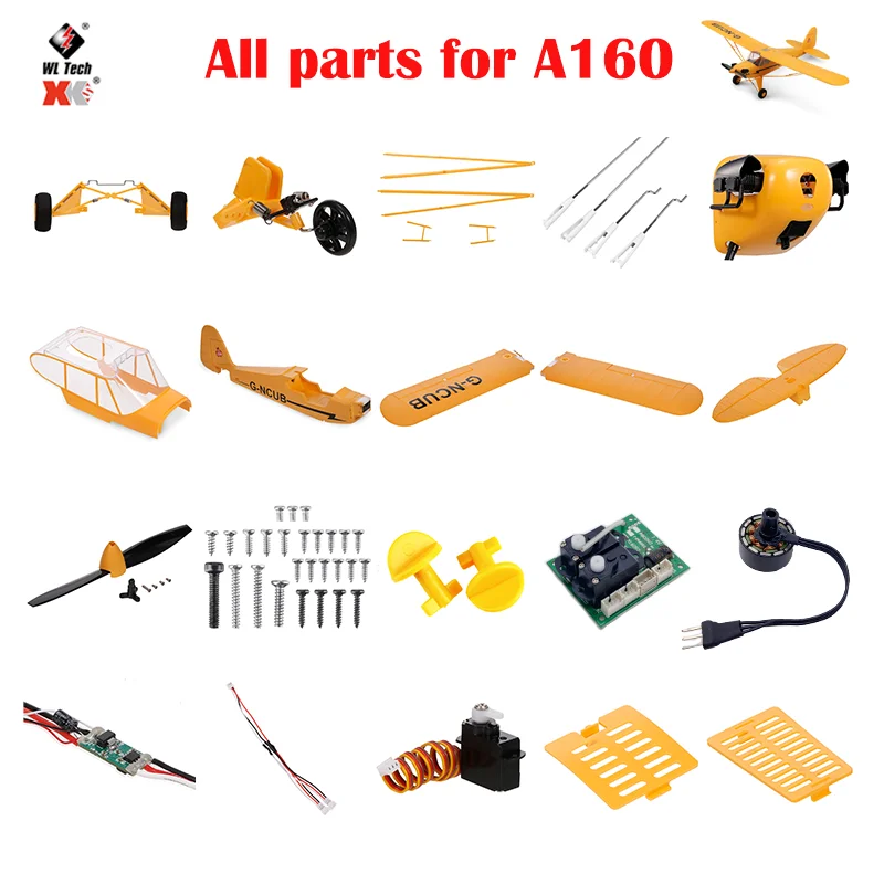 

Wltoys XKS A160 аксессуары для радиоуправляемого самолета, крыло, без румян, двигатель, сервоприемник ESC, обновленный приемник, пропеллер для части...