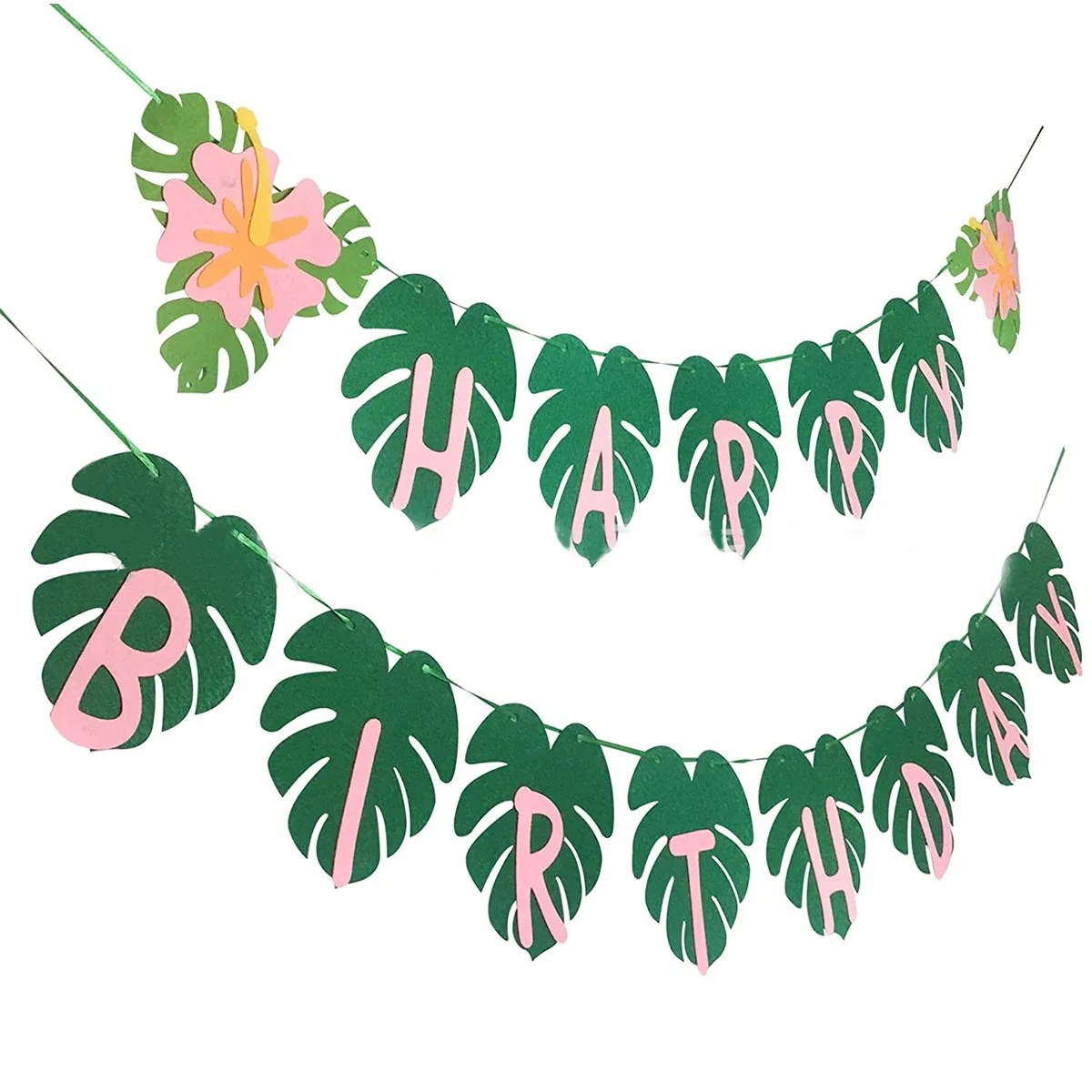 Turtle Leaves Banner Tropical Hawaii Felt Leaves Banner Kids Girls Happy Jungle Hawaii Aloha Birthday Party Decor Banner