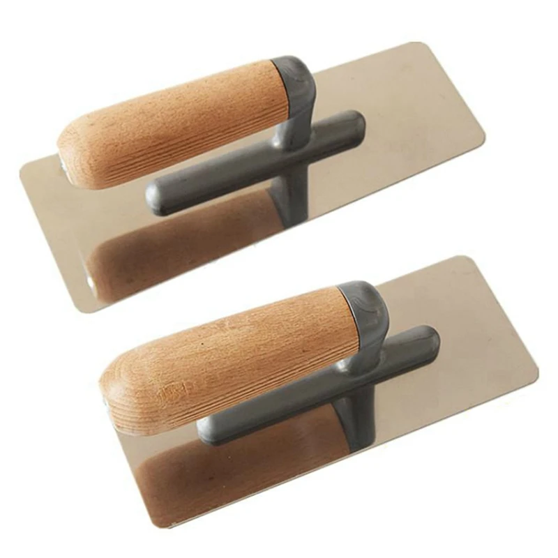 

HOT SALE 2PC Stainless Steel Mortar Board Home Craftsman Trowel Construction Bracket Plastering Batch Wall Shovel Putty Tool