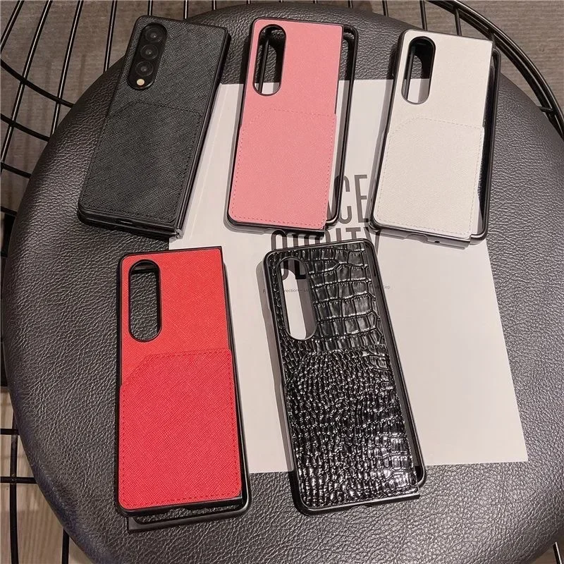 

Case432A78-A82 Luxury Brand Designer Leather Phone Case for Samsung Galaxy Z Flip 3 4 5 Z Flod 4 5 5G Hard Anti-fall Back Cover