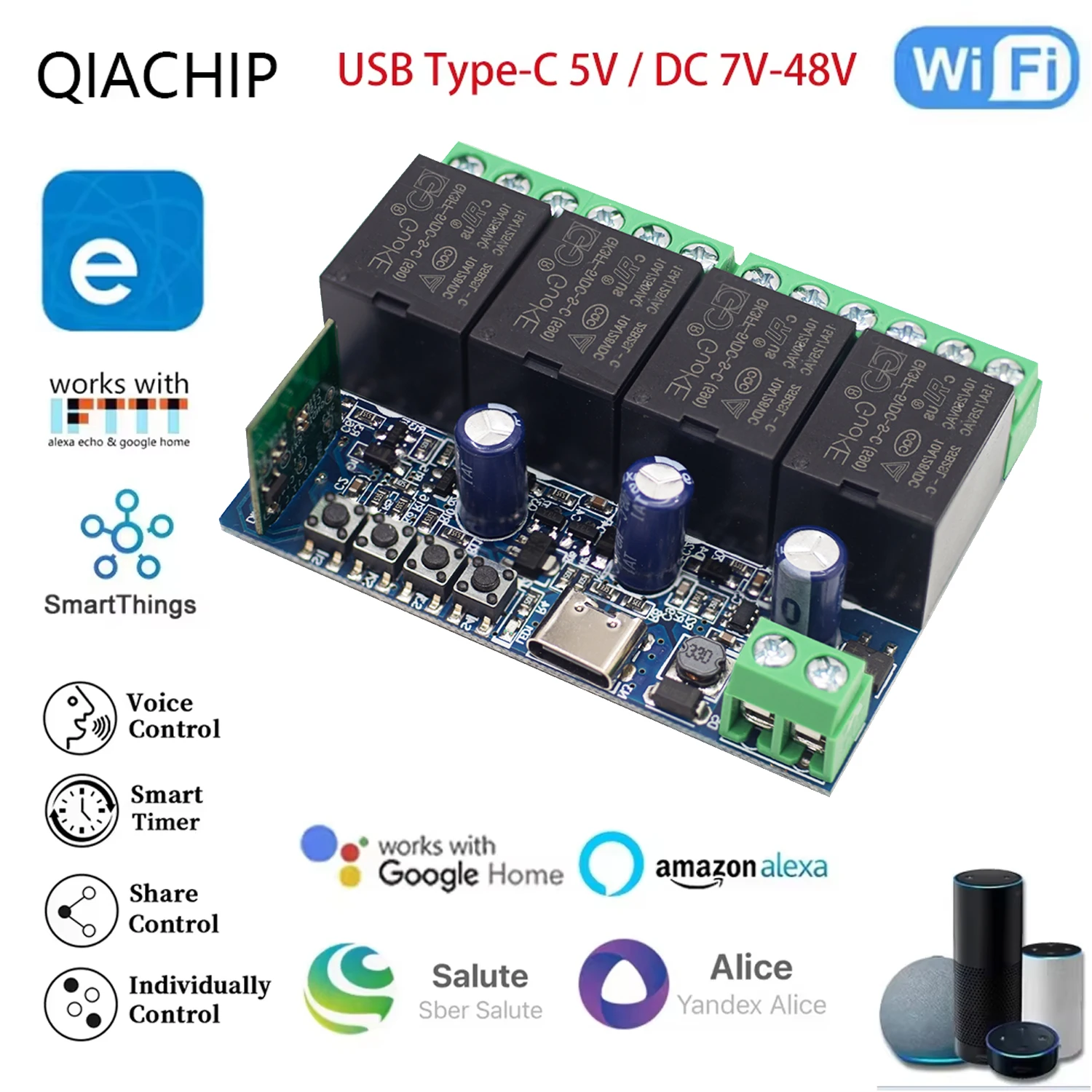 4CH akıllı Wifi anahtarı akıllı röle modülü DC 5V 12V 24V 48V kablosuz anahtar zamanlayıcı telefon uzaktan kumandası EWeLink Google ev için