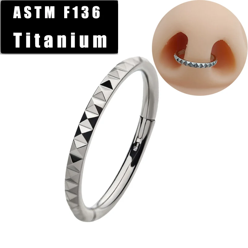 

ASTM F136 Titanium Nose Ring Helix Piercing Hoop Side Pyramid Ear Cartilage Tragus Earrings Hinged Segment Nose Studs Jewelry