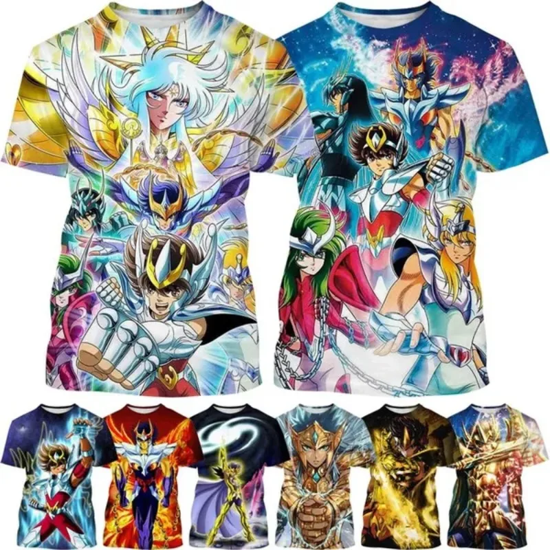 

Men's and Women's Anime Saint Seiya 3D Printed T-shirt Round Neck Cosplay Men's Clothing Short-sleeved Casual Top T-shirts