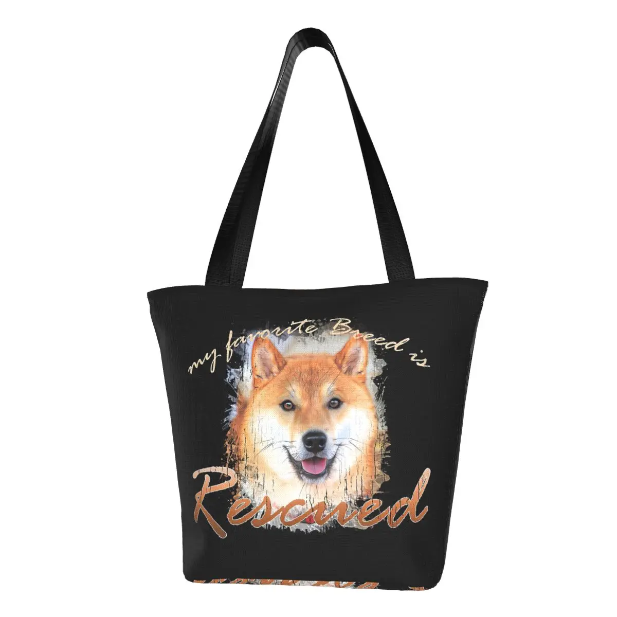 My Favorite Breed Is Rescued Watercolor Shopping Bag Aesthetic Cloth Outdoor Handbag Female Fashion Bags