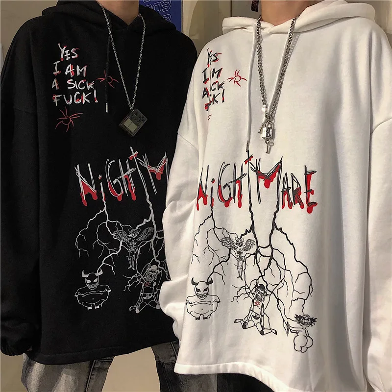 

NIGHTMARE HOODIE grunge aesthetic fashion women men hoodies harajuke softgrunge anime hoodie vintage goth streetwear