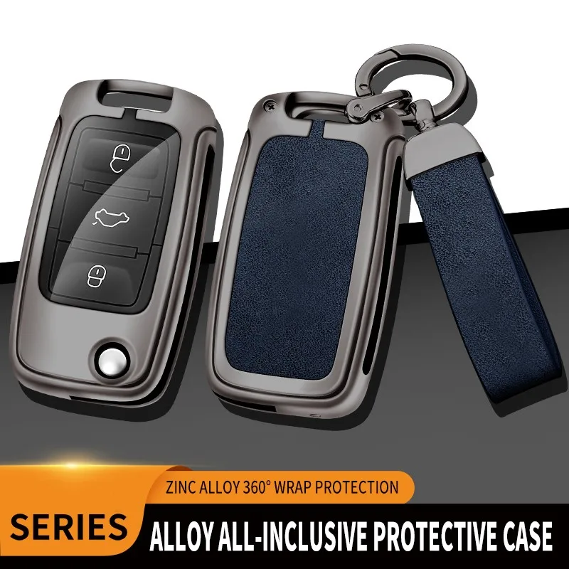 

New Zinc Alloy+Leather+TPU Car Key Case Bag For VW Volkswagen Passat B5 B6 B7 Golf 5 6 MK6 Polo Tiguan Lavida Jetta Accessories