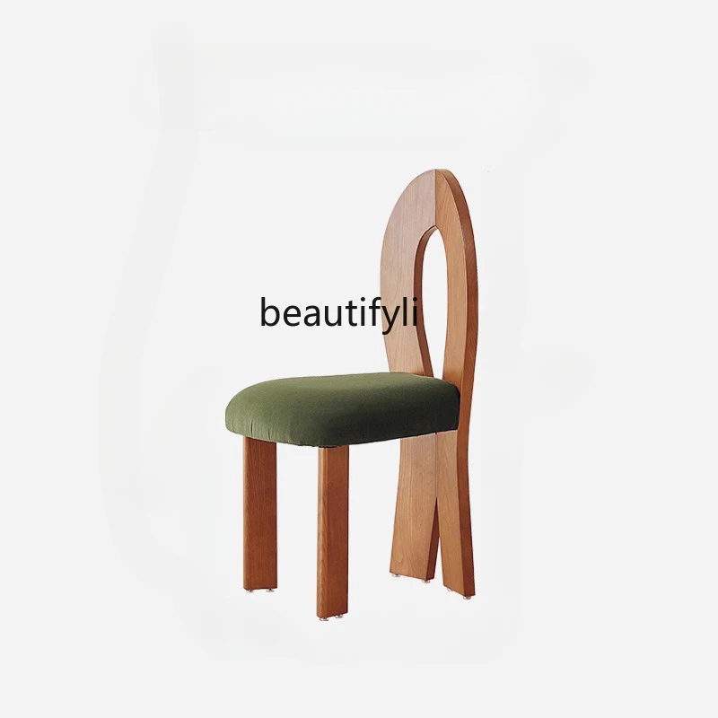 

Solid Wood Dining Chair Mid-Ancient Retro Chair Solid Wood Backrest Small Apartment Home Bedroom Makeup Chair furniture