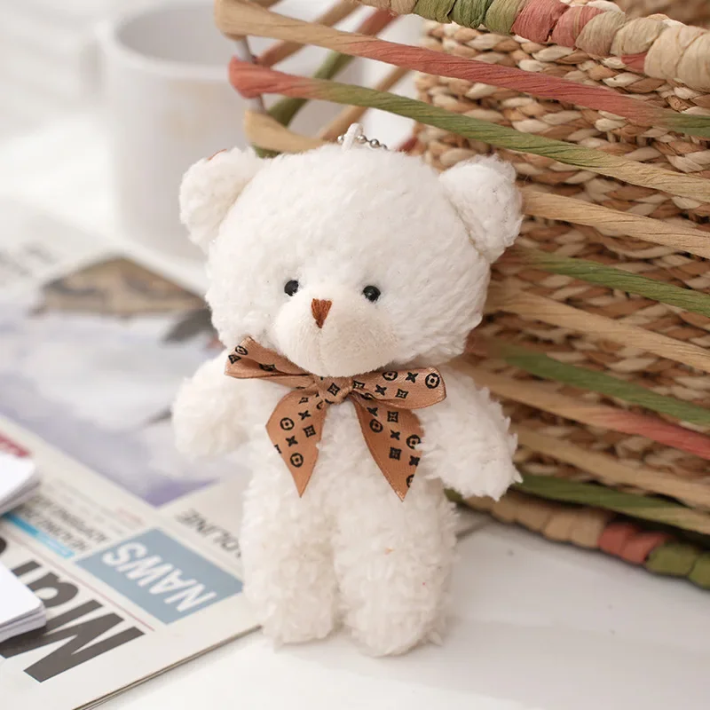 3Pcs/lot Cute Cartoon Teddy Bear Mini Bow Tie Stuffed Plush Doll Toy Children's Decorative Birthday Gifts Keychain Pendant