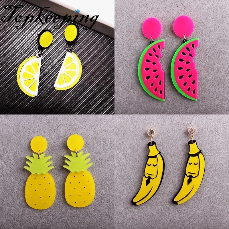 

Banana Watermelon Pineapple Lemon Earrings Hip Hop Earrings Gifts