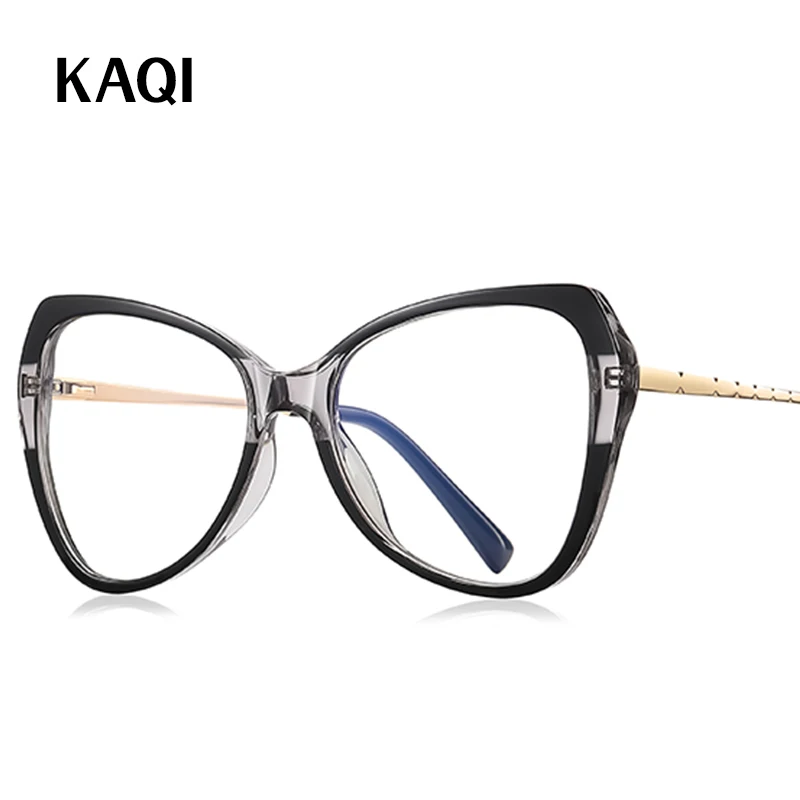 

54mm Women Blue Light Blocking Glasses TR Metal Bicolor Eyeglasses Frames Lens Prescription Myopia Hyperopia Lady Eyewear Trend