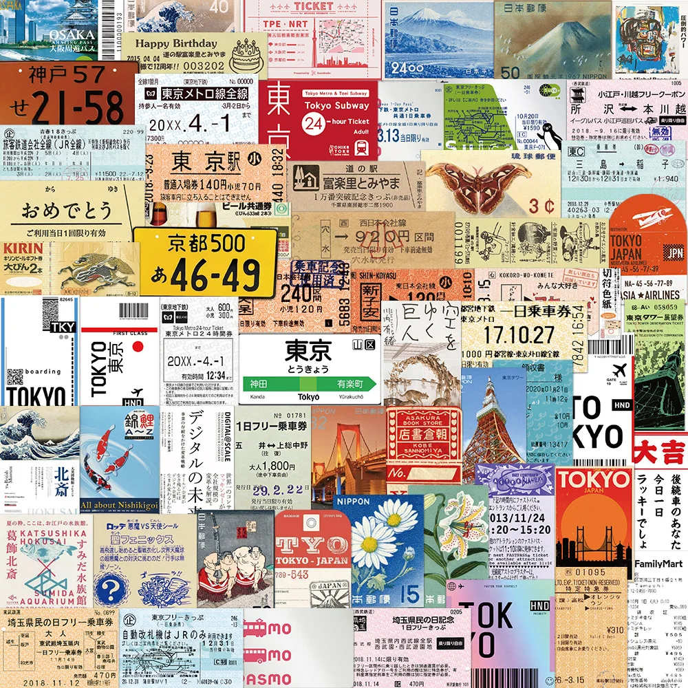 10/30/60PCS Japan Tokyo Stamp Stickers Collection Graffiti Decals DIY Ноутбук Телефон Ноутбук Валіза Кутові наклейки Класична іграшка
