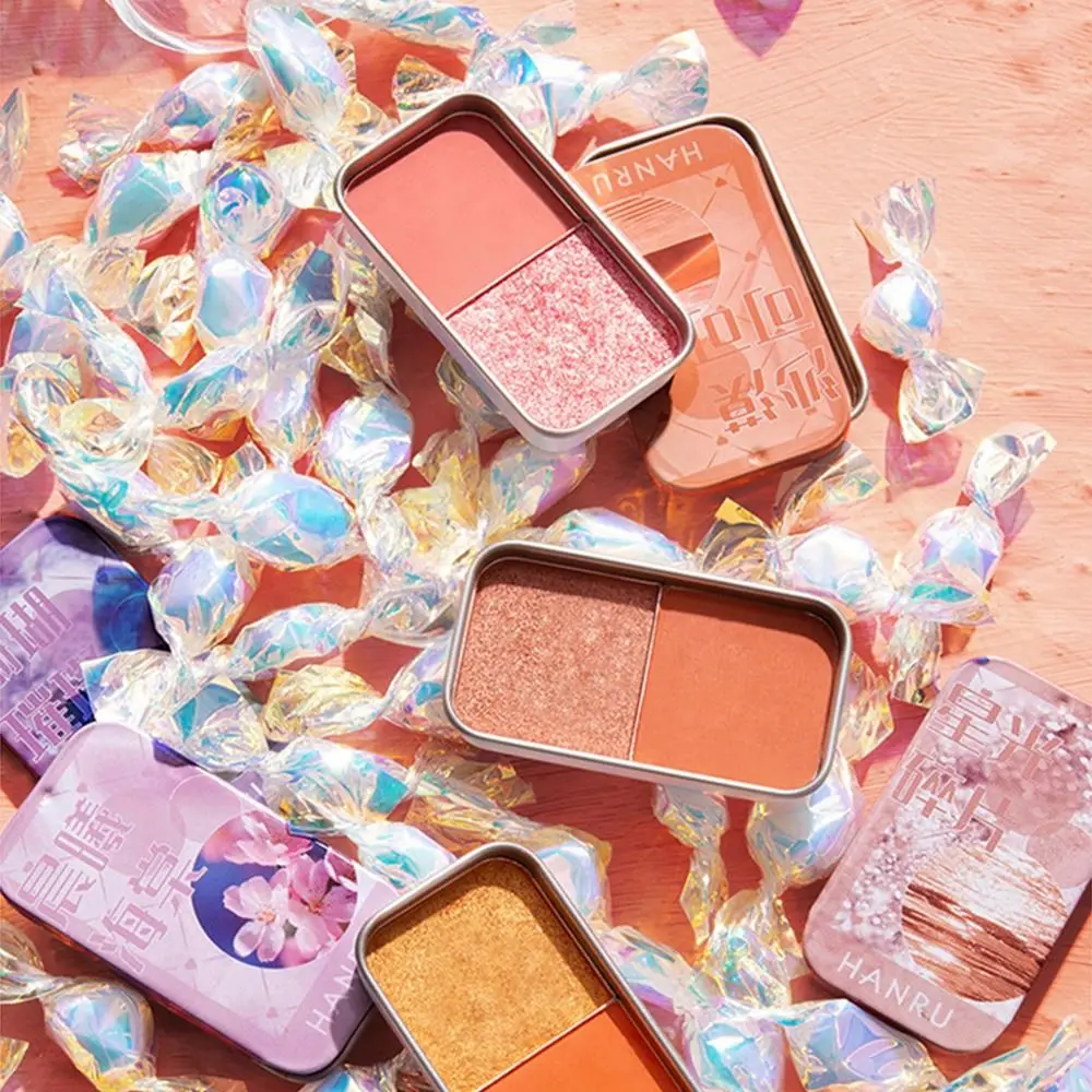 

8 Colors Iron Box Two-color Eyeshadow High Gloss Powder Matte and Pearlescent Makeup Small Portable Eyeshadow Tray Girls Women