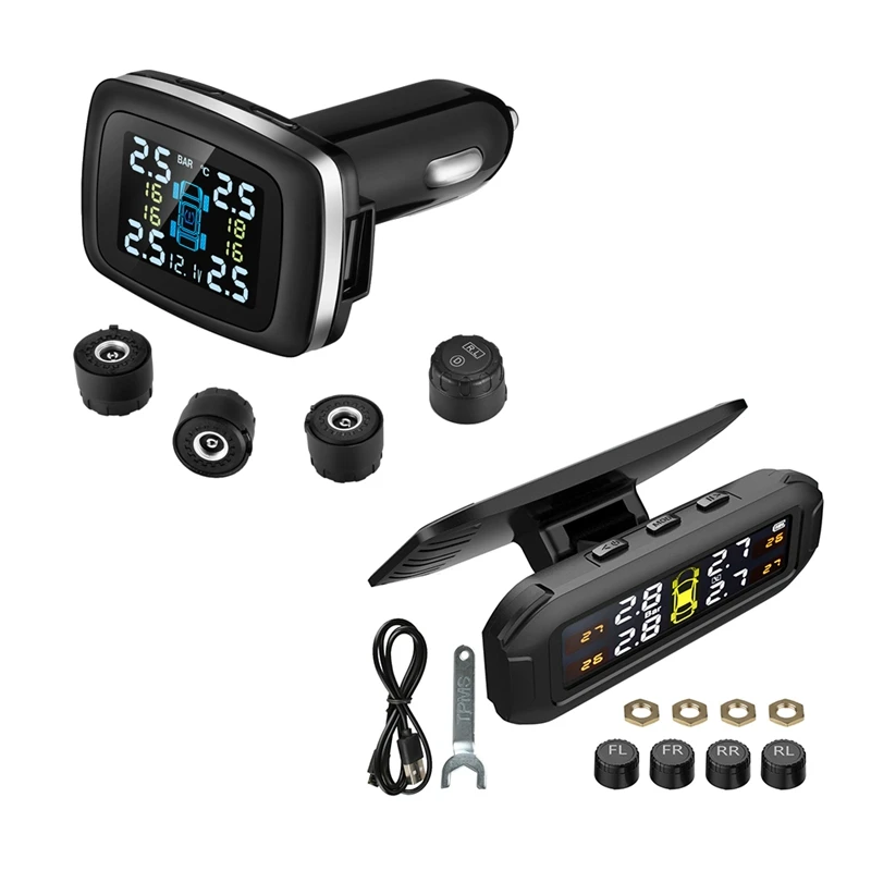 

Car TPMS Lighter Digital Tpms Car Tire Pressure Alarm System With TPMS Solar Tire Pressure Sensor