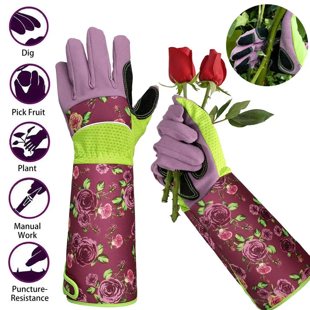 

1 Pair Gardening Long Gloves Soft Breathable Thorns-proof Non-slip Garden Planting Pruning Tools Handguard for Pruning Planting