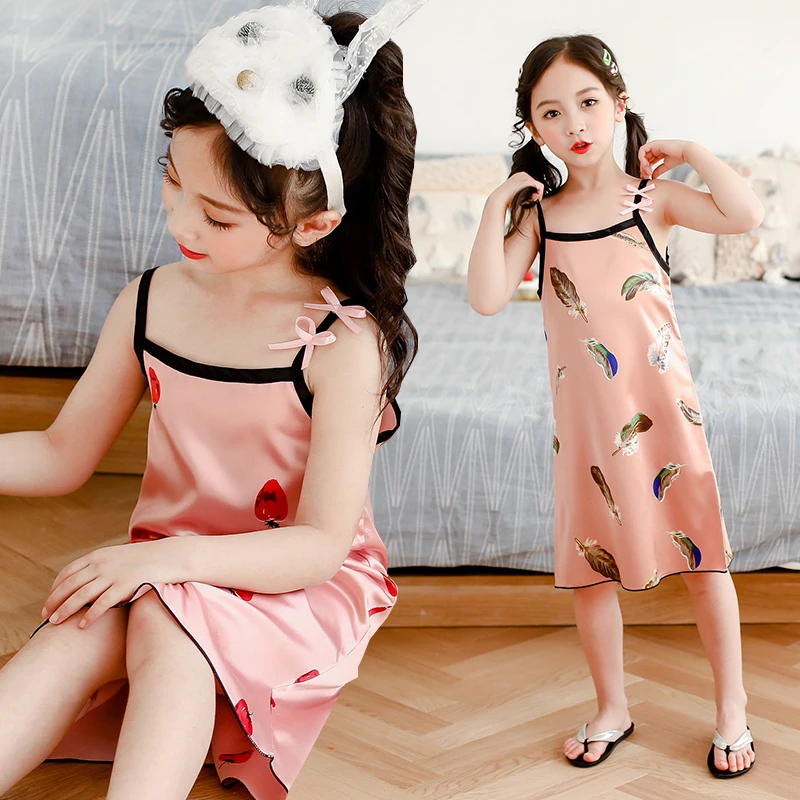 Новая юбка на подтяжках для девочек 2022 ночная рубашка спальни с бантом удобная