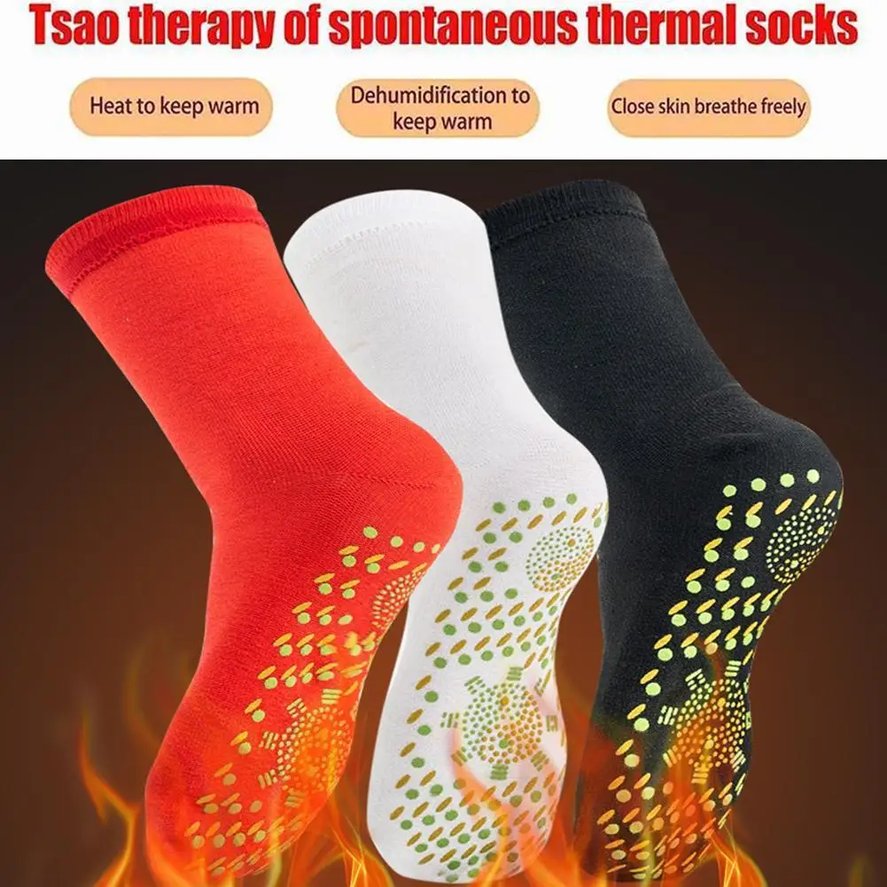 

1 Pair Wormwood Self-heating Socks Winter Thermal Heated Socks For Women Men Magnetic Warm Cotton Sock Health Care Anti-fatigue