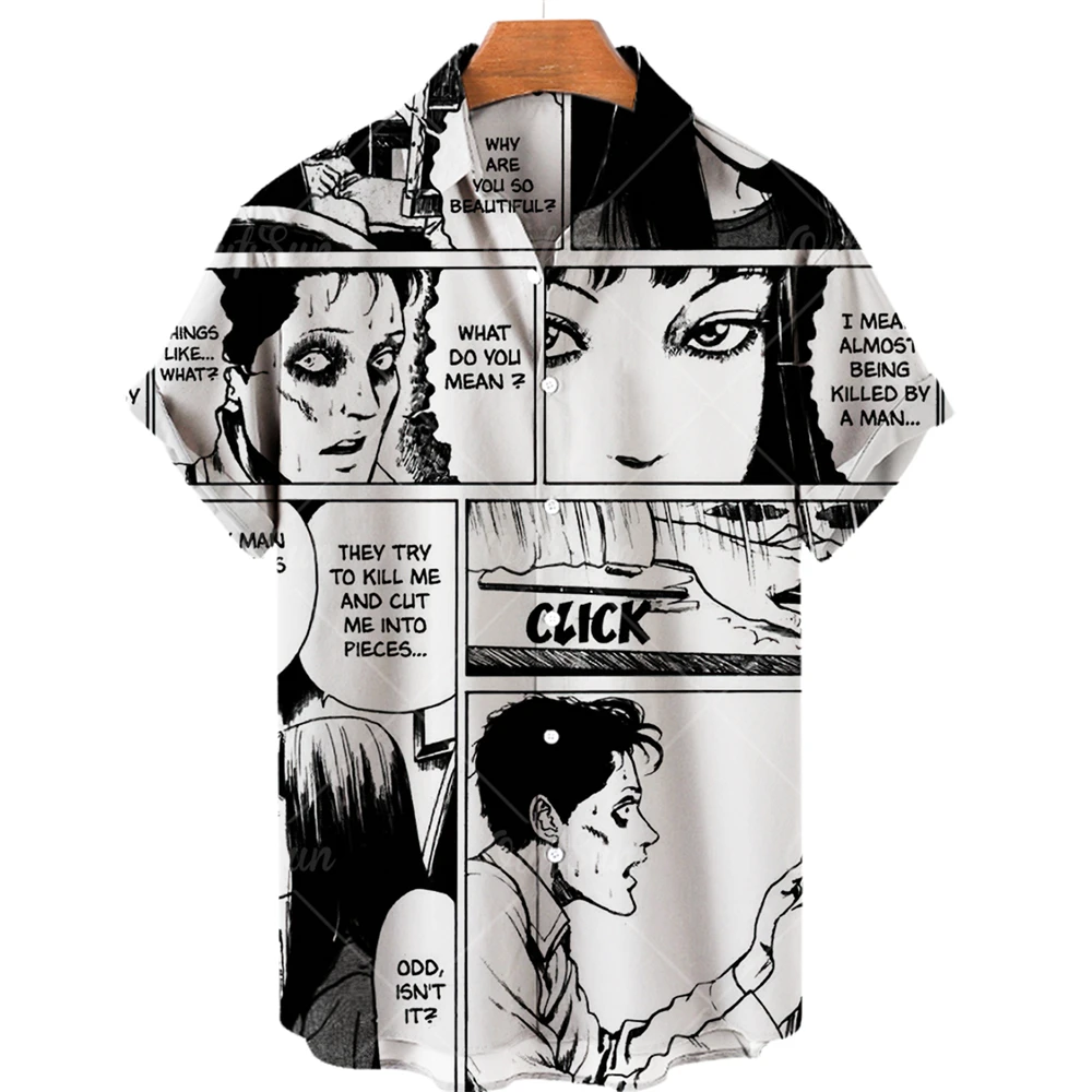 2022 Summer New Men's T-Shirts 3D Printed Horror Pattern Hawaiian Fashion Designer Men's Horror Shirts Day Of The Dead Tops 5XL