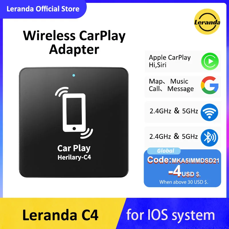 

Беспроводной автомобильный ключ Leranda Carplay для APPLE IOS Авто AI Box Автомобильный мультимедийный плеер Mirrorlink Bluetooth автомобильное подключение