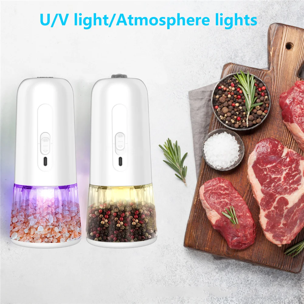

Electric Pepper Grinder Sea Salt Seasoning Grinder USB Rechargeable Grinder Stainless Steel Grinder for Kitchen Spice Grinder