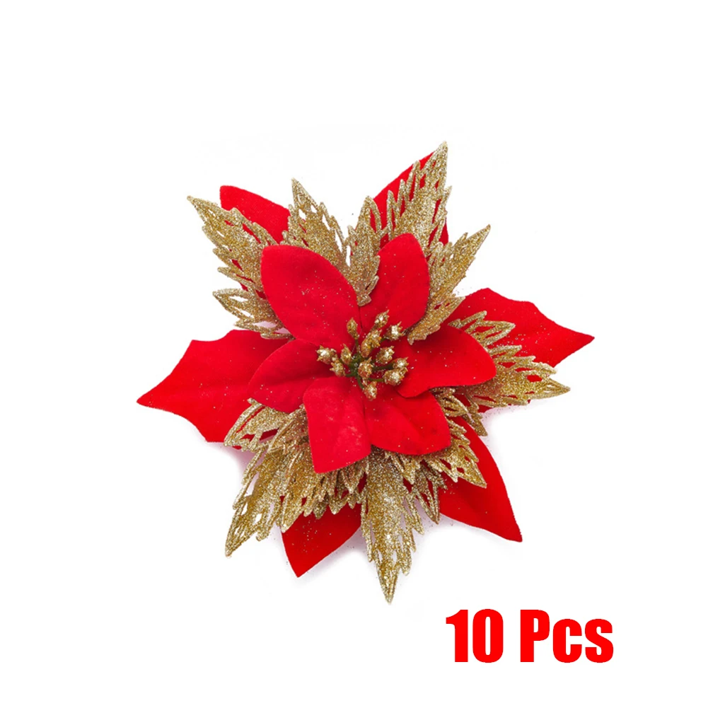 

Christmas Flowers 10pcs Home Party Rattan Replacement Spare Parts Tree Accessories Artificial Flower Brand New
