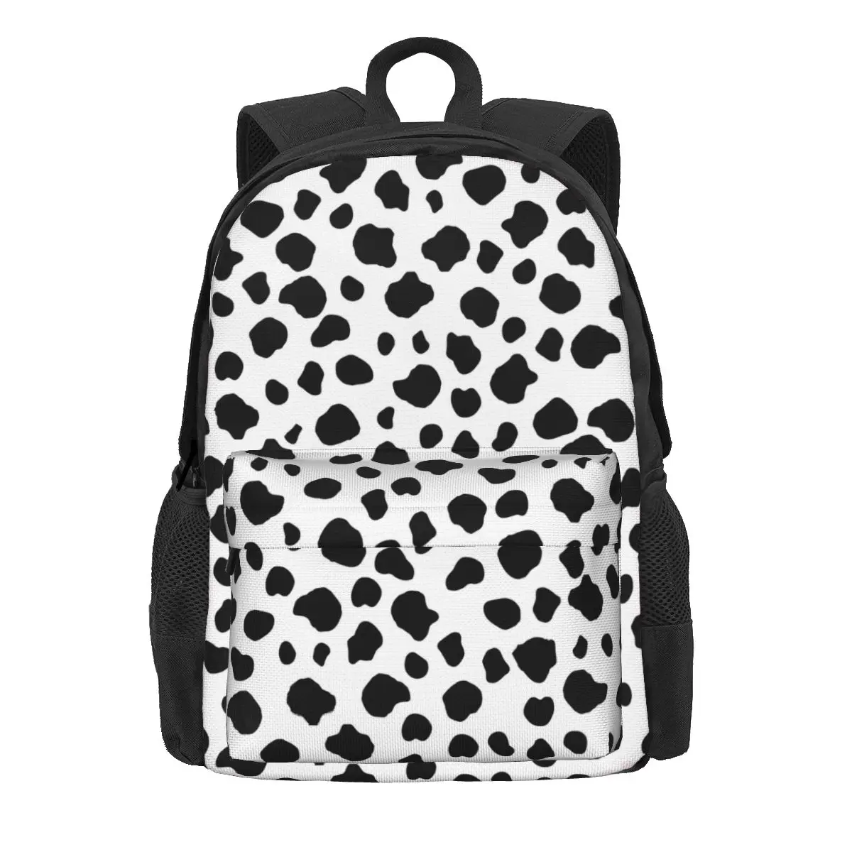 

Dalmatian Backpack Black Spots Print Modern Backpacks Youth Workout Lightweight School Bags Custom Rucksack