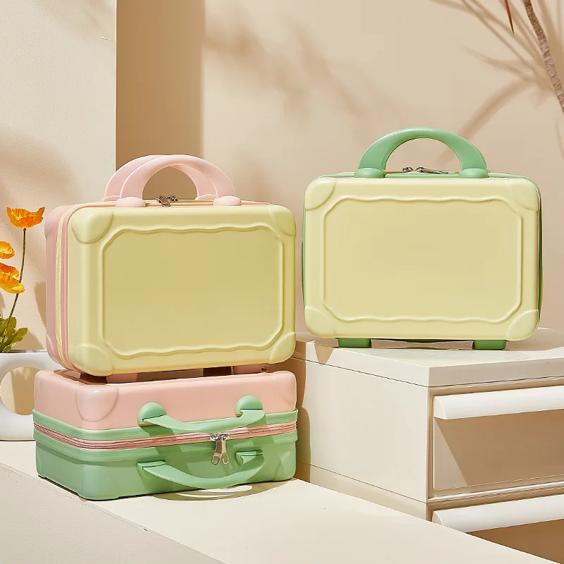 14 inch Colorful makeup case, portable suitcase mini cute travel case women's storage bag, small box wholesale Suitcases Luggage
