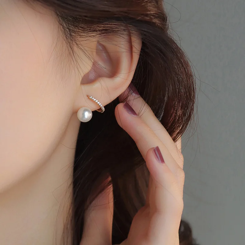 Fan Du S925 Silver Needle High-Grade Pearl Earrings Design Women Elegant All-Match Suitable for Winter