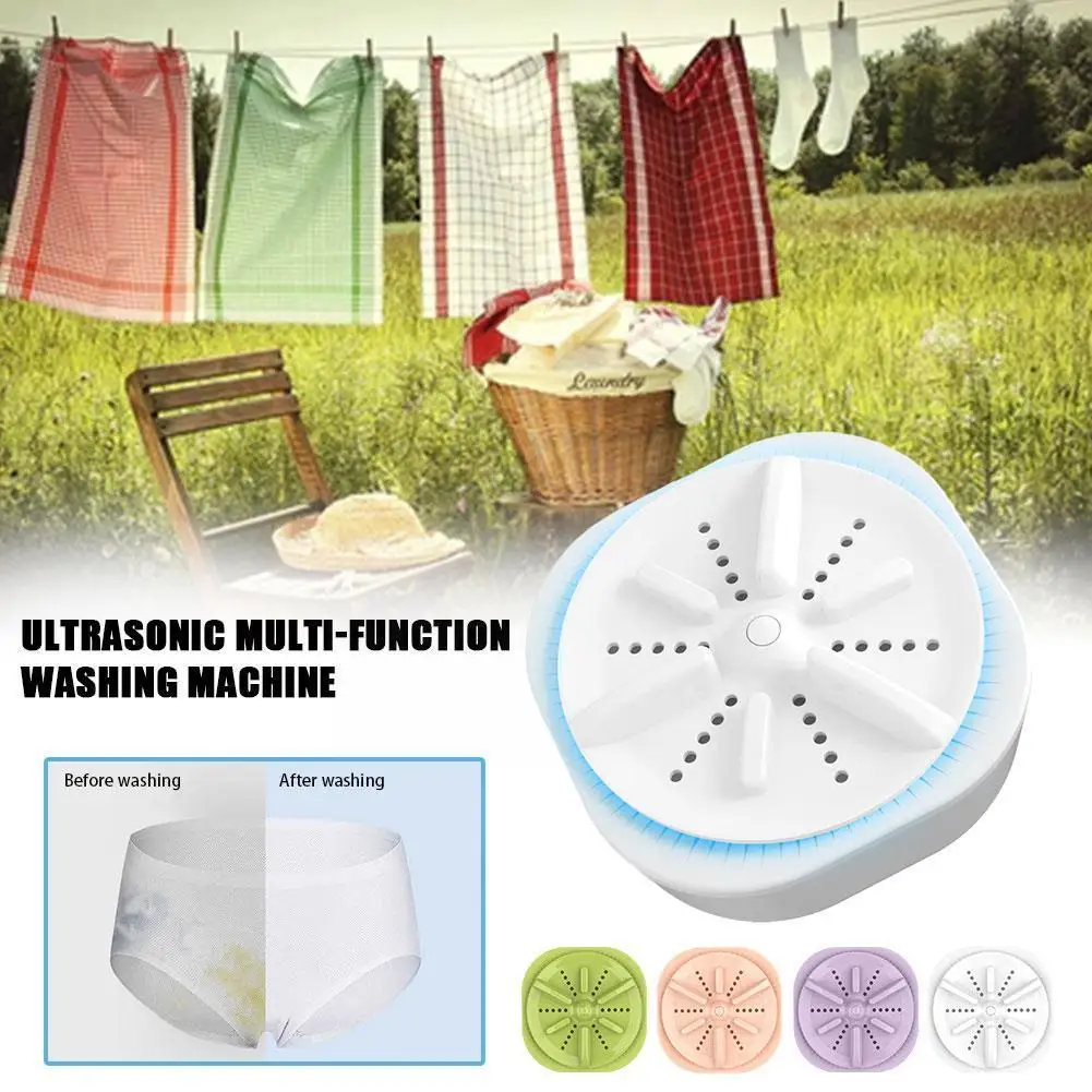 

Mini Ultrasonic Washing Machine Turbo Wash Machine Outdoor Laundry Camping Portable Clothes Cleaner USB Dirty Washer M8D9