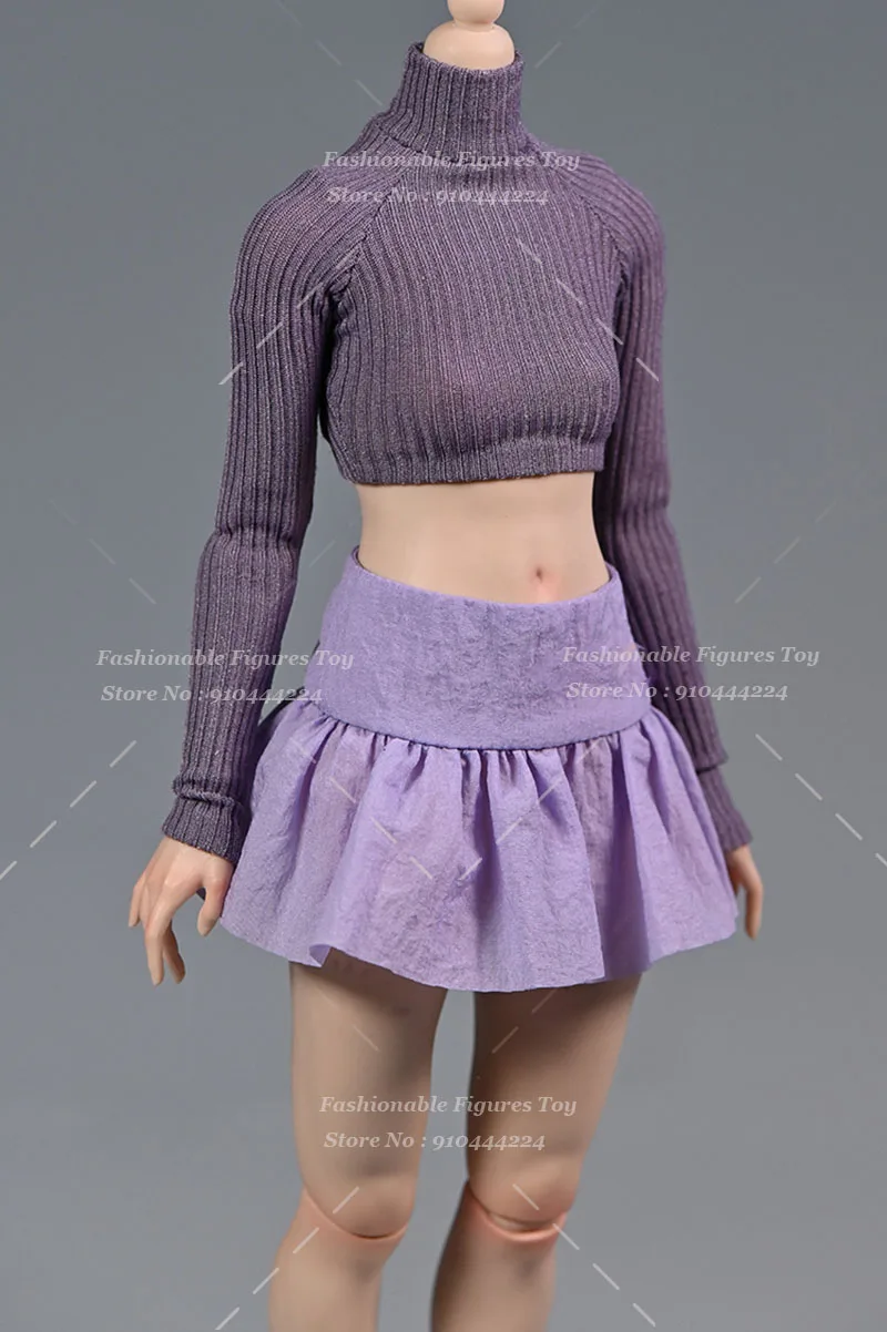 1/6 Женская однотонная плиссированная мини-юбка с высокой талией в стиле